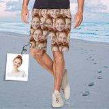 Custom Face Pattern Seamless Personalized Photo Men's Elastic Beach Shorts