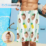 Custom Face Pineapple Personalized Photo Men's Beach Shorts Drawstring Shorts