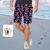 Custom Face Proud Dad Dog Men's Elastic Beach Shorts