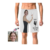 Custom Face Rooster Hug Personalized Photo Men's Elastic Beach Shorts