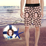 Custom Face Rotating Personalized Photo Men's Beach Shorts Drawstring Shorts