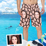 Custom Face Smash Seamless Personalized Photo Men's Elastic Beach Shorts