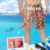 Custom Face Summer Holiday Personalized Photo Men's Elastic Beach Shorts