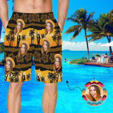 Custom Face Sunset Men's Swim Trunks Quick Dry Shorts with Pockets Sports Beach Shorts