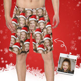 Custom Face Waiting Christmas Personalized Photo Men's Elastic Beach Shorts