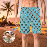 Custom Family Face Men's Elastic Beach Shorts