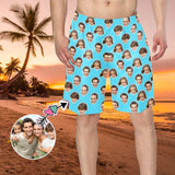 Custom Family Face Personalized Photo Men's Elastic Beach Shorts