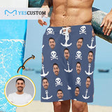 Custom Father Face Anchor Skull Men's Beach Shorts