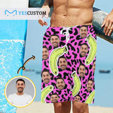 Custom Father Face Banana Leopard Print Men's Beach Shorts