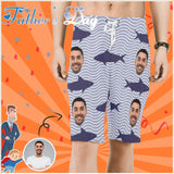 Custom Father Face Shark Men's Beach Shorts