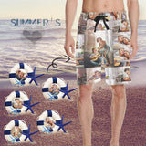 Custom Funny Face Personalized Photo Men's Beach Shorts Drawstring Shorts