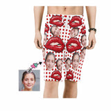 Custom Girlfriend Face Red Lips Personalized Photo Men's All Over Print Casual Shorts