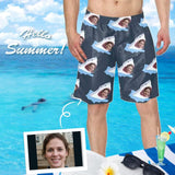 Custom Girlfriend Face Shark Personalized Photo Men's Elastic Beach Shorts