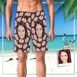 Custom Girlfriend Face Smash Personalized Photo Men's Elastic Beach Shorts
