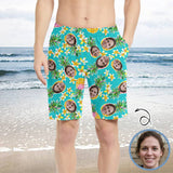 【Hot Selling】Custom Face Pineapple Personalized Photo Men's Elastic Beach Shorts