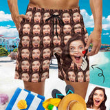 Couple Matching Beach Shorts&One Piece Swimsuit Custom Face Show My Love Personalized Photo Men's Quick-drying Beach Shorts