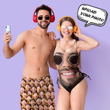 Couple Swimwear Beach Shorts Bathingsuit Custom Face Couple Men's Beach Shorts&Women's Swimsuits Bathing Suit