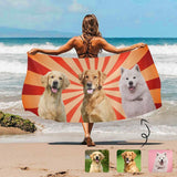 Custom Face Pet Dog Beach Towel Quick-Dry, Sand-Free, Super Absorbent, Non-Fading, Beach&Bath Towel Beach Blanket Personalized Beach Towel Funny Selfie Gift