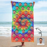 Custom Face Spinning Rainbow Beach Towel Quick-Dry, Sand-Free, Super Absorbent, Non-Fading, Beach&Bath Towel Beach Blanket Personalized Beach Towel Funny Selfie Gift
