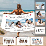 Custom Photo&Text Happy Mother's Day Happy Father's Day Beach Towel Quick-Dry, Super Absorbent, Beach&Bath Towel Beach Blanket Personalized Beach Towel Funny Selfie Gift For Mom/Grandma