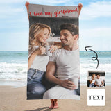 Custom Photo & Text Love Confession Beach Towel Quick-Dry, Sand-Free, Super Absorbent, Non-Fading, Beach&Bath Towel Beach Blanket Personalized Beach Towel Funny Selfie Gift