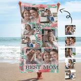 Custom Face Best Mom Beach Towel Quick-Dry, Sand-Free, Super Absorbent, Non-Fading, Beach&Bath Towel Beach Blanket Personalized Mother's Day Beach Towel