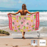 Custom Face & Name Fruits Flowers Beach Towel Quick-Dry, Sand-Free, Super Absorbent, Non-Fading, Beach&Bath Towel Beach Blanket Personalized Beach Towel Funny Selfie Gift