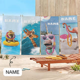 Custom Name Cartoon Animal Beach Towel Quick-Dry, Sand-Free, Super Absorbent, Non-Fading, Beach&Bath Towel Beach Blanket Personalized Beach Towel Funny Selfie Gift
