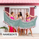 Custom Name&Date Happy Wedding Bride Bridesmaid Beach Towel Quick-Dry, Sand-Free, Super Absorbent, Non-Fading, Beach&Bath Towel Beach Blanket Personalized Beach Wedding And Engagement Gift