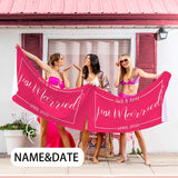 Custom Name&Date Just Married Red Bride Beach Towel Quick-Dry, Sand-Free, Super Absorbent, Non-Fading, Beach&Bath Towel Beach Blanket Personalized Beach Wedding And Engagement Gift