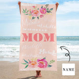 Custom Name Flower Beach Towel Quick-Dry, Sand-Free, Super Absorbent, Non-Fading, Beach&Bath Towel Beach Blanket Personalized Mother's Day Beach Towel