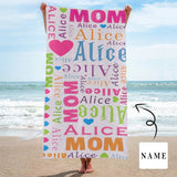 Custom Name Love Mom Beach Towel Quick-Dry, Sand-Free, Super Absorbent, Non-Fading, Beach&Bath Towel Beach Blanket Personalized Mother's Day Beach Towel