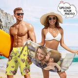 Couple Beach Summer Swimwear Custom Photo Love Heart Beach Shorts&Beach Wrap