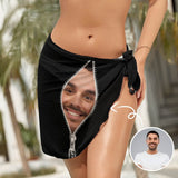 Custom Face Bikini Cover Up Personalized Zipper Women's Beach Wrap For Her