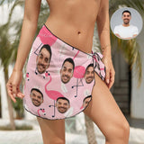 Custom Face Flamingo Swim Bikini Cover Up Personalised Short Sarongs Beach Wrap For Women Girls