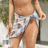Custom Face Happy Time Swim Bikini Coverup Personalised Short Sarongs Beach Wrap For Women Girls
