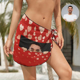 Custom Face Peek Swim Bikini Coverup Personalised Short Sarongs Beach Wrap For Women Girls
