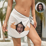 Custom Face Pull Open Swim Bikini Coverup Personalised Short Sarongs Beach Wrap For Women Girls