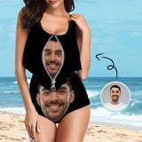 Custom Face Zipper Ruffle Tankini Personalized Bathing Suit Women's Two Piece High Waisted Bikini Swimsuit Summer Beach Pool Outfits