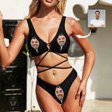 Custom Face Zipper Tie Bond Low Waisted Bikini Bathing Suit Personalized Women's Two Piece Swimsuit Beach Outfits