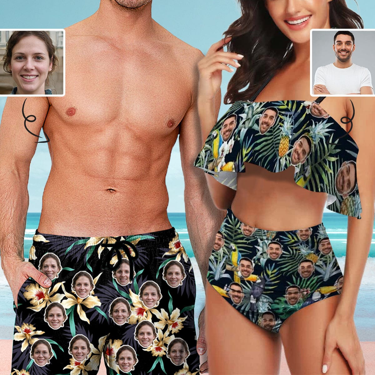 2-Couple Matching Bikini &amp; Swim Short