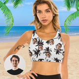 #Crewneck Tank Top Bikini Top - Custom Face Cocoa Tree Women's Beach Crop High-Neck Bikini Top