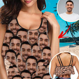 Ruffle Bikini Top-Custom Husband Face Funny Women‘s Bikini Top Swimsuit Ruffle Swim Top