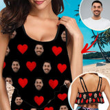 Ruffle Bikini Top-Custom Husband Face Lover Women‘s Heart Bikini Top Swimsuit Ruffle Swim Top