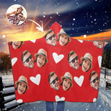 Custom Couple Face Love Heart Hooded Blanket