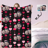 Custom Couple Face Love Heart Ultra-Soft Micro Fleece Blanket