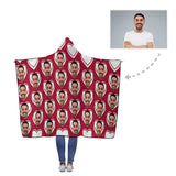 Custom Face Hearts Flannel Hooded Blanket