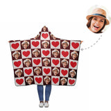 Custom Face Love Heart Hooded Blanket