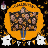 Custom Face Pumpkin Halloween Hooded Blanket