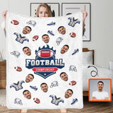 Custom Face Ultra-Soft Micro Fleece Blanket Football Pattern College Dorm Bedroom Home Personalized Blanket